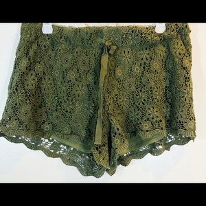Juniors Boho Crocheted High Waisted Shorts